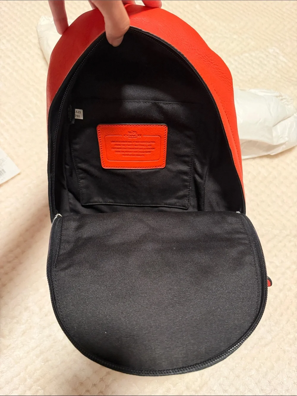 NWT Coach Orange Pebble Leather Crossbody Sling with Black Strap